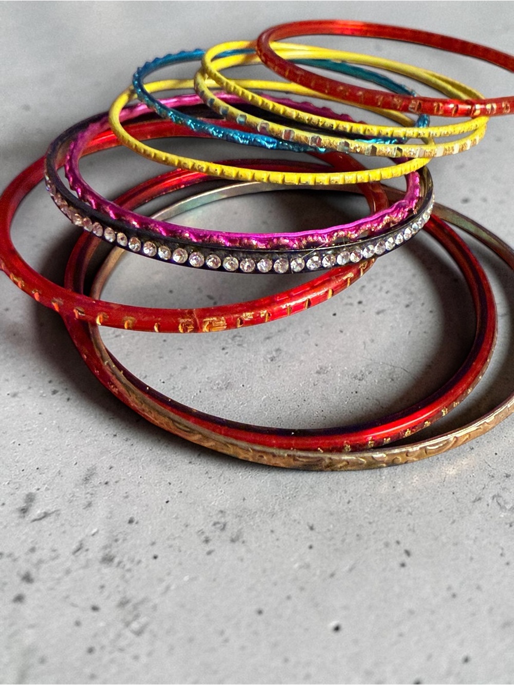 Multicolor Women’s Bangle Bracelet Set with Rhinestone Accent